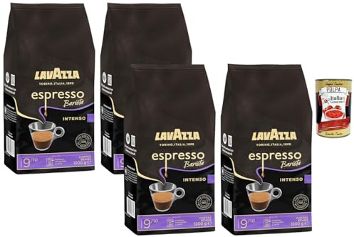 Italian Gourmet Bundle – Lavazza Espresso Barista Intenso café en grains 4 x 1 kg (4 kg), intensité 9/10, crema dense, idéal espresso broyeur, cappuccino & latte + Italian Gourmet Polpa
