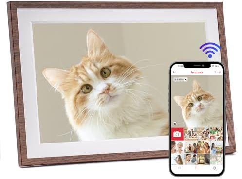 32GB FRAMEO 10,1-Zoll intelligenter WLAN-Digitaler Bilderrahmen, 1280x800 IPS-LCD-Touchscreen, automatische Drehung für Hoch- und Querformat, Ausgestattet mit der Frameo-App Holzfarbe