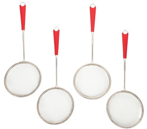 COMPUKAS Set 4 Pezzi Cucchiaio per Schiuma Birra in Acciaio Inossidabile e Plastica, Rimuovi Schiuma una Mano, Facile da Usare per Stand di Mercato Notturno e Barbecue