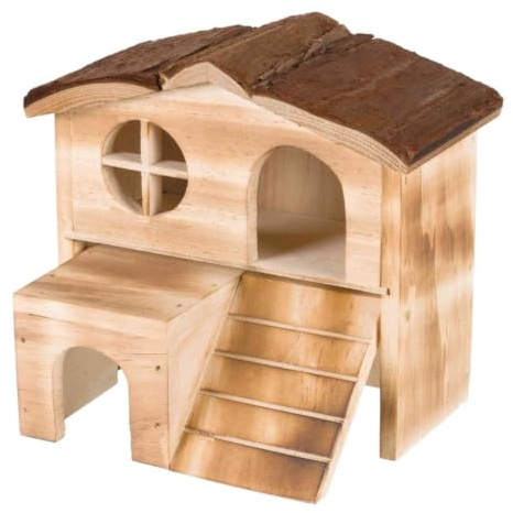 Haus Kasja, Mäuse, Rindenholz/geflammt, 18 × 16 × 12 cm