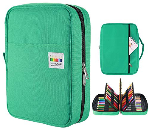 YOUSHARES Große Federmappe Federmäppchen mit 220 Fächern, 145 Slots Gel Pens fo Coloring Case Organizer, Handy Multilayer Color Bleicil Holder für Glitter Gel Pens, Refills, Colored Pencils (Grün)