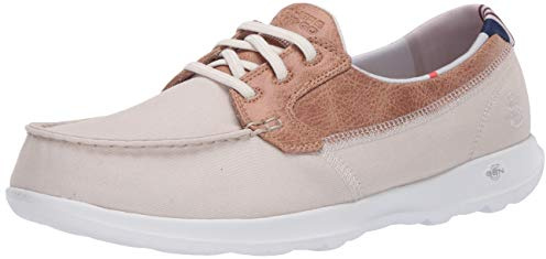Skechers dam Go Walk Lite-136070 båtsko, Naturlig textil, 39.5 EU