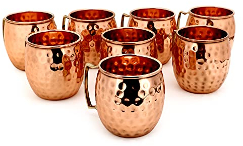 Zap Impex Moscow Mule Tasse en Cuivre - Lot de 8 - Gobelets 100% faits à la main - Verre à cocktail en cuivre de haute qualité de 400 ml