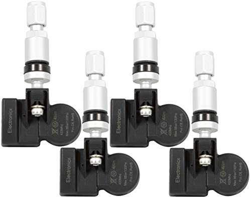 RDKS TPMS - 4 sensori di pressione pneumatici, sistema di controllo della pressione dei pneumatici, valvola in metallo, colore argento, adatto per Megane II Scenic II