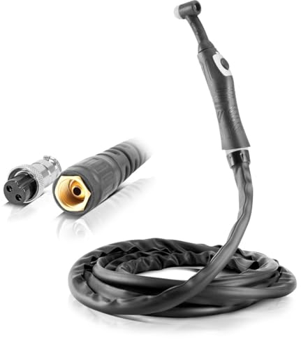 STAHLWERK WIG Schweißbrenner WP-26 mit 8 Meter Schlauchpaket bis 200A, gasgekühlt, 2-polig, hochflexibel, ergonomischer Griff