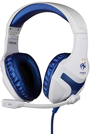 Konix FFF Gaming-Headset PS-400 mit Kabel für PC, PS4, PS5, Switch und Xbox - 45° Mikrofon - 1,5 m Kabel - 3,5-mm-Klinkenstecker - Weiß und Blau