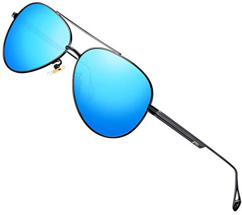 ATTCL Herren Vintage Fliegerbrille Polarisierte Sonnenbrille Pilotenbrille UV400 Schutz QL2033 blue