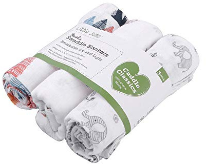 Babydecke Musselin-Tücher - Große Baby Swaddle Decke, Baumwolle Organic Swaddle Decke perfektes Baby Shower Geschenke 120x120cm, 3-Pack