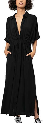 YOUKD Cardigan Donna in Cotone Maxi Bohemian Dress Beach Bikini Coverup Robe Kimono Lungo Loungewear Taglia Unica