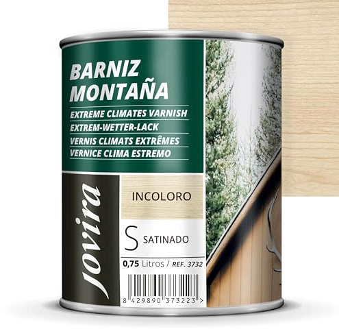 JOVIRA PINTURAS Vernice Clima Estremo, vernice per legno per esterni e interni, vernice per legno incolore-trasparente. Resistenza speciale in zone montane. (750 Millilitri, Satinato)