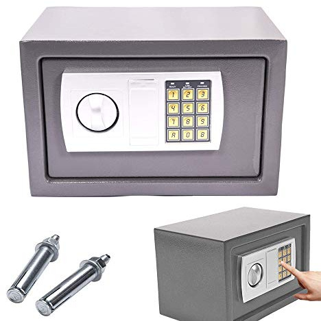 Elektronischer Tresor Safe, Elektronische Sicher Tresor mit Zahlenschloss Feuerfest Safe Tresor Wandtresor 31x20x20cm, Doppel Stahlbolzen Wandsafe Schranktresor Möbeltresor Geldsafe, Grau