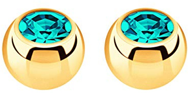 2x Piercing Schmuck Verschluss Kugel Gold mit gefaßtem Zirkonia
