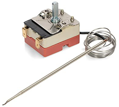 RYELDOM Thermostat pour four 2 contacts 0-300 °C, thermostat universel adaptable avec capillaire 900 mm, sonde 127 mm Ø4 mm et arbre 18 mm