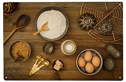 artboxONE Metall-Poster 30x45 cm Essen & Trinken Zutaten zum Backen von Künstler Elisabeth Coelfen