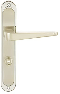 domino Türgriff 78 Drückergarnitur WC - Badezimmer Set Links & Rechts Türbeschlag für WC/Badezimmertüren L-Form Türbeschläge aus Aluminium Chrom/Chrom/Nickel Türdrückergarnitur VITA M6/M9