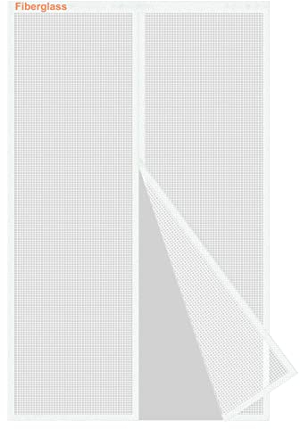 Risareyi Fiberglas Fliegengitter Tür Magnet 130x220cm, Weiß Verstärkt Insektenschutz Balkontür Mückenschutz Sommer, Fliegengitter Balkontür Ohne Bohren mit Klebeband für Haustür Terrassentür