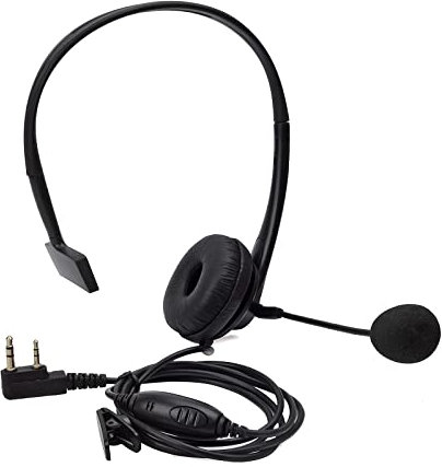 HYS Walkie Talkie Earpiece Headset with Rotatable Boom Mic Noise Cancelling Overhead Headset Compatible for Baofeng UV-5R BF-888s Kenwood 2 Way Radio