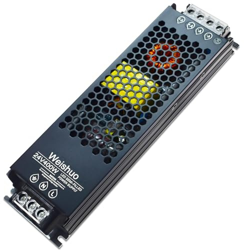 LED Trafo 24V 400W Treiber Netzteil, Schaltnetzteil LED Transformator 16.7A AC 230V auf DC 24 Volt, Kompakter Extrem Dünner Konstantspannung Niedervolttrafo für Lampen