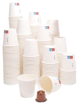 UniR 300 pcs Gobelets Jetables en Papier/Carton 4OZ - 120ML, Gobelet pour Café - Expresso - Boissons chaudes et froides - Eau - Fabriqués en France (BLANC300)