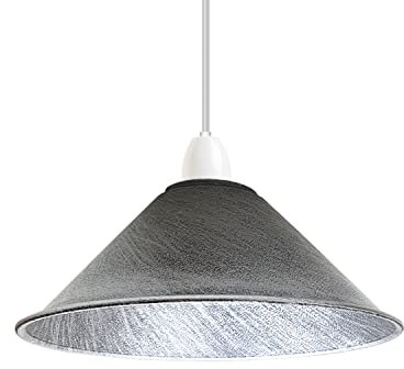 Moderne Retro-Lampenschirme aus Metall, Vintage-Industrie, 22 cm, einfache Montage, Landhausstil, für Schlafzimmer, Küche, Büro (Silberfarben Gebürstet)