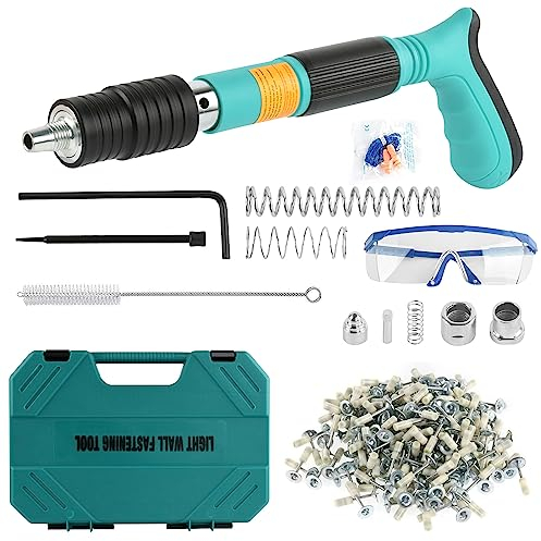 5 Gänge Nail Tool Nagelpistole mit 110 Runden Nägeln, Beton Nagelpistole Nietwerkzeug Tragbare Manuelle Schalldämpfer Wand Nagelpistole für Zementwand, Haushalt, Fleischbearbeitung