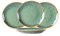 Henten Home Grande Assiette en Céramique, 4 Pièces Assiettes Creuse Grande en Céramique - 28cm, Service de Table en Grès - Glaçure Réactive Vert