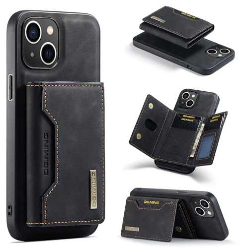 ZCDAYE Hülle für iPhone 15 mit Kartenhalter, Leder iPhone 15 Handyhülle Handytasche Edele Brieftasche, Stoßfeste Stabile Schutzhülle für iPhone 15 (6.1 inches), Schwarz