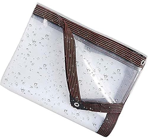 Amunpitic Telo Trasparente 4x5m, Teloni PVC Pesante, Telone Impermeabile con Occhielli, Antipioggia, Antivento, per mobili da Giardino, Piscina, Auto, Camion