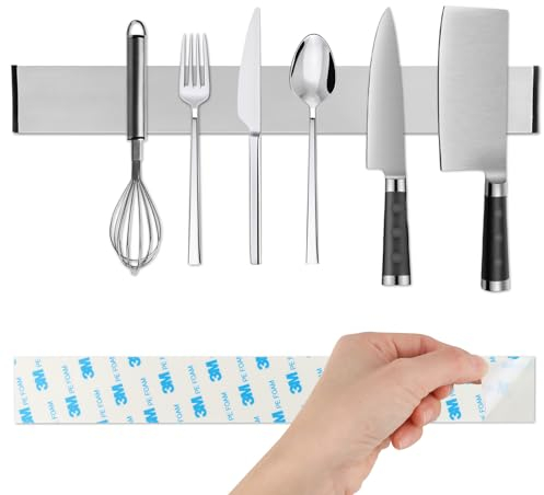 VFANDV Porta Coltelli Cucina Magnetico, Porta Coltelli Cucina in Acciaio Inox, Portacoltelli Magnetico Extra Forte, Sopporto per Coltelli per Coltelli da Cucina, Coltelli da Frutta, Forbici (30cm)