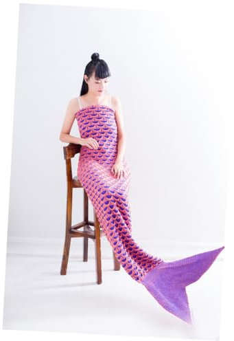 MAGICLULU Mermaid Decke Mit Schuppenmuster Gemütlicher Schlafsack Für Erwachsene Und Teens Für Sofa Schlafpartys Und Camping Orange