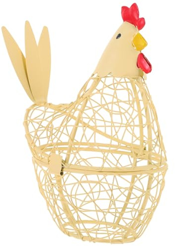 Cesta De De Gallina Cesta De Alambre De Metal para Cesta De Recolección De En Forma De Pollo Soporte para Frescos para Cocina Amarillo