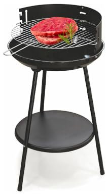 Avilia Barbecue Tondo 44x76x76cm con Griglia Rimovibile 39cm, Acciaio Inox, Manici Pieghevoli, Facile da Trasportare e Riporre, Sicuro e Resistente