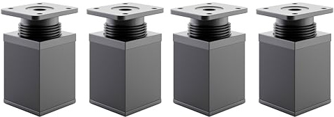 ATM Möbelfüße Verstellbar Füße Möbel Höhenverstellbar für Möbelfüsse 6cm Möbelbeine Möbelfuß 40x40mm Regalfüße Erhöhung Nachttisch Couchtisch Beine Sideboard TV Aluminium Kunststoff - Schwarz Matt