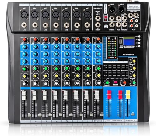 Professionelle 8 Kanal Sound Audio Mixer Bluetooth USB DJ Live Studio Mischpult Verstärker, mit LCD-Anzeige, für Heim-KTV, Aufnahmestudios