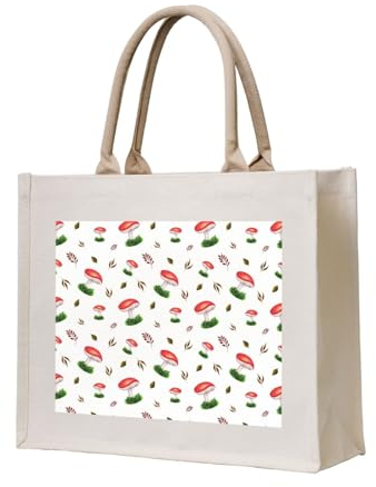YWSOTRE Herbstrote Pilze, Tragetasche Canvas-Tasche Einkaufshandtasche Einkaufstüten, Mehrzweck-Schultertaschen