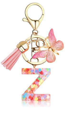 Supchamp Weihnachtsgeschenke Weihnachten Mädchen - Schlüsselanhänger Kinder Einschulung Geschenk Schultüte Buchstaben Anhänger Frauen Teenager Mädchen Keychain Alphabet Z