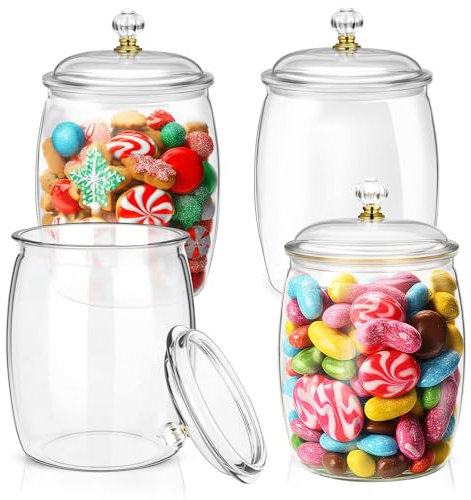 FALUCKYY 4PCS Large Storage Jars with Airtight Lids,Candy Jars with Lids,4×2.2L (8800ML) Food Canisters for Cookies, Sweets, Coffee, Tea, Sugar, Spices | BPA-Free, Sweet Jar,Laundry Storage Containers