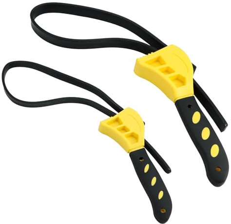 QWORK® 2 Stück Ölfilterschlüssel, Verstellbare Ölfilterschlüssel 500 mm und 600 mm, Bandschlüssel mit Griff