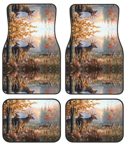 Niedliche Hirsche Druck Auto Fußmatte Universal Anti-Rutsch Jet Waschbar Automatte