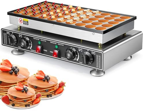 Leomru 110V Mini Pancake Baker 1800W, 50PCS Commercial Pancakes Maker Machine, 1.8 Inches Electric Muffin Waffle Maker Machine Dutch Poffertjes Grill For Home Kitchen Restaurant Snack Dessert