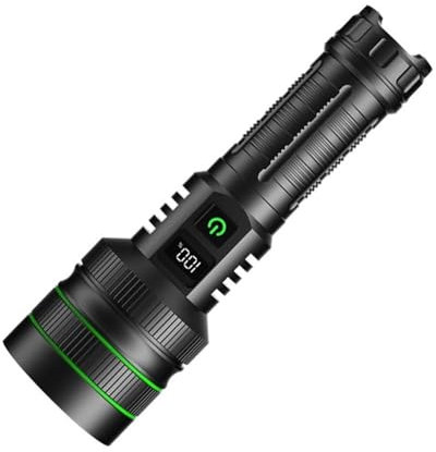 Linterna LED de alta potencia de muy largo alcance, carga tipo C, luz fuerte, linterna táctica, linterna portátil for exteriores, resistente al agua(BLACK_RED-PACKAGE C_ZOOM)