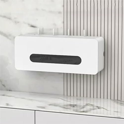 Solid Wood Wall Mounted Wireless Router Shelf Bianco 50x20x13cm