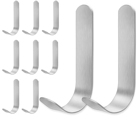Traumarkeu 10 pezzi Ganci Adesivi da Parete,Ganci Autoadesivi in Acciaio Inox.Ganci Adesivi Murali.Appendiabiti Panno Asciugamano per Cucina, Bagno,Armadio,Soggiorno