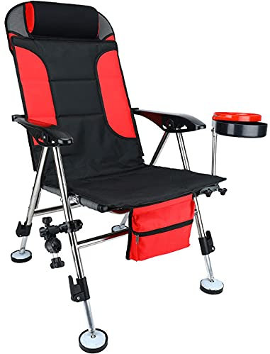 Klappstuhl, Metall Hochleistungs-Campingstuhl Angelstühle, Outdoor All Terrain Strandstuhl Verstellbare Rückenlehne in 6 Gängen, für Wandern Strand Garten