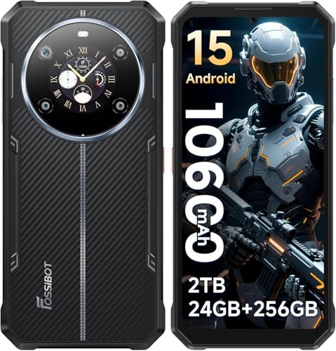 FOSSiBOT F109S Telephone Portable Incassable 2025 Android 15, 6,74 HD Dual écran 24Go+256Go/2To TF Smartphone Incassable, 10600 mAh/18W, 50MP Caméra, NFC/GPS/IP68/IP69K/OTG