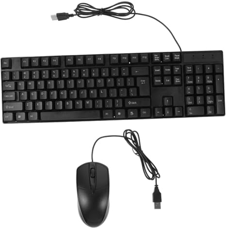 MUELODSIC Combo Teclado y Ratón Silenciosos 104 Teclas en Abs Negro, Alta Productividad y Adecuado para Escribir, Adecuado para Oficina y Uso Diario