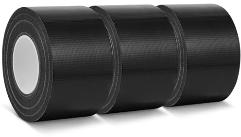 ANOMM 3pcs Ruban Adhésif pour Bâche en Polyéthylène, 5 cm x 20 m Noir | Patchs de Réparation Imperméables pour Tissu, pour Bâche de Camion, Auvent, Tente