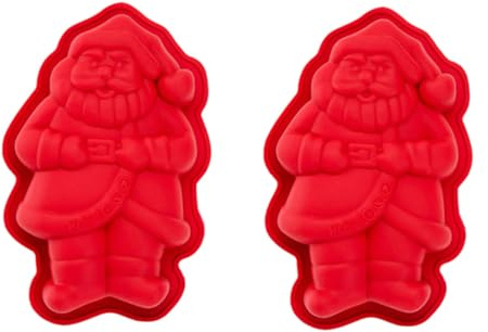 MUCKLILY 2 Pezzi Stampi Silicone Natalizi per Dolci Formine Flessibili per Torte e Biscotti Stampo DIY Creativo per Forno per Feste e Uso Casalingo