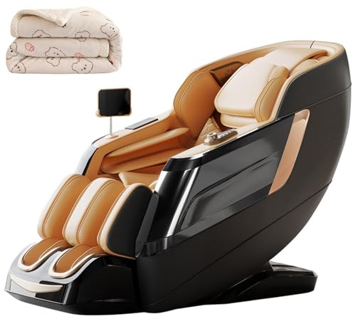 JQslycdmv Fauteuil de Massage Intelligent avec Rails 4D SL, Scanner corporel, Fauteuil inclinable en apesanteur, Massage Complet par airbag, adapté à Un Usage Domestique(Orange)