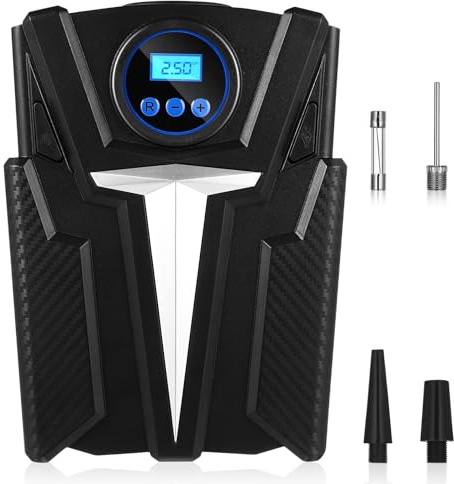 Alipis Portable Digital Tire Inflator Pump for Car Tires with Automatic Shut-Off LED Light and Quick Inflation Air Compressor with Pressure Display for Auto Emergency Use